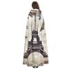 Dwrepo French Paris Tour Eiffel Tower Halloween Hooded Cloak Full Length Adult Vampire Witch Cape for Halloween Cosplay Costumes view 4