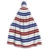 Dwrepo Red Blue White Gray Stripes Halloween Hooded Cloak Full Length Adult Vampire Witch Cape for Halloween Cosplay Costumes view 1