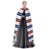 Dwrepo Red Blue White Gray Stripes Halloween Hooded Cloak Full Length Adult Vampire Witch Cape for Halloween Cosplay Costumes view 3