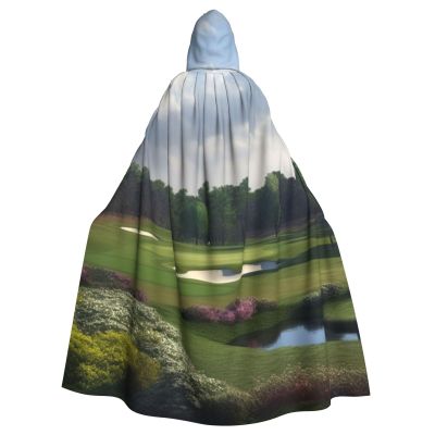 Dwrepo Large Golf Course Halloween Hooded Cloak Full Length Adult Vampire Witch Cape for Halloween Cosplay Costumes