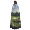 Dwrepo Large Golf Course Halloween Hooded Cloak Full Length Adult Vampire Witch Cape for Halloween Cosplay Costumes view 4