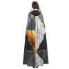 Dwrepo Geometric Marble Halloween Hooded Cloak Full Length Adult Vampire Witch Cape for Halloween Cosplay Costumes view 4