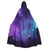 Dwrepo Purple Starry Sky Halloween Hooded Cloak Full Length Adult Vampire Witch Cape for Halloween Cosplay Costumes view 1