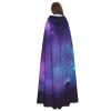 Dwrepo Purple Starry Sky Halloween Hooded Cloak Full Length Adult Vampire Witch Cape for Halloween Cosplay Costumes view 4