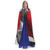 Dwrepo Red Rose Pattern Halloween Hooded Cloak Full Length Adult Vampire Witch Cape for Halloween Cosplay Costumes view 2