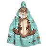 Dwrepo Cartoon Cute Otter Halloween Hooded Cloak Full Length Adult Vampire Witch Cape for Halloween Cosplay Costumes view 1
