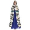 Dwrepo Boho Triangle Stripes Halloween Hooded Cloak Full Length Adult Vampire Witch Cape for Halloween Cosplay Costumes view 2