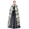 Dwrepo Boho Triangle Stripes Halloween Hooded Cloak Full Length Adult Vampire Witch Cape for Halloween Cosplay Costumes view 3