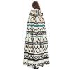 Dwrepo Boho Triangle Stripes Halloween Hooded Cloak Full Length Adult Vampire Witch Cape for Halloween Cosplay Costumes view 4