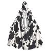 Dwrepo Black And White Cow Halloween Hooded Cloak Full Length Adult Vampire Witch Cape for Halloween Cosplay Costumes view 1