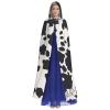 Dwrepo Black And White Cow Halloween Hooded Cloak Full Length Adult Vampire Witch Cape for Halloween Cosplay Costumes view 2