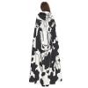 Dwrepo Black And White Cow Halloween Hooded Cloak Full Length Adult Vampire Witch Cape for Halloween Cosplay Costumes view 4