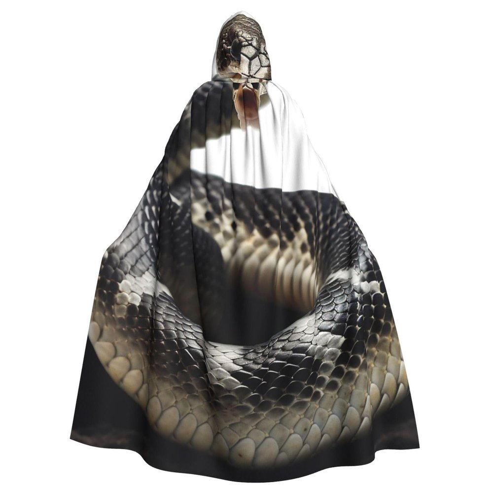 Dwrepo Cobra Snake Halloween Hooded Cloak Full Length Adult Vampire Witch Cape for Halloween Cosplay Costumes