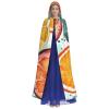 Dwrepo Citrus Fruit Painting Halloween Hooded Cloak Full Length Adult Vampire Witch Cape for Halloween Cosplay Costumes view 2