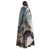 Dwrepo Eiffel Tower Halloween Hooded Cloak Full Length Adult Vampire Witch Cape for Halloween Cosplay Costumes view 4