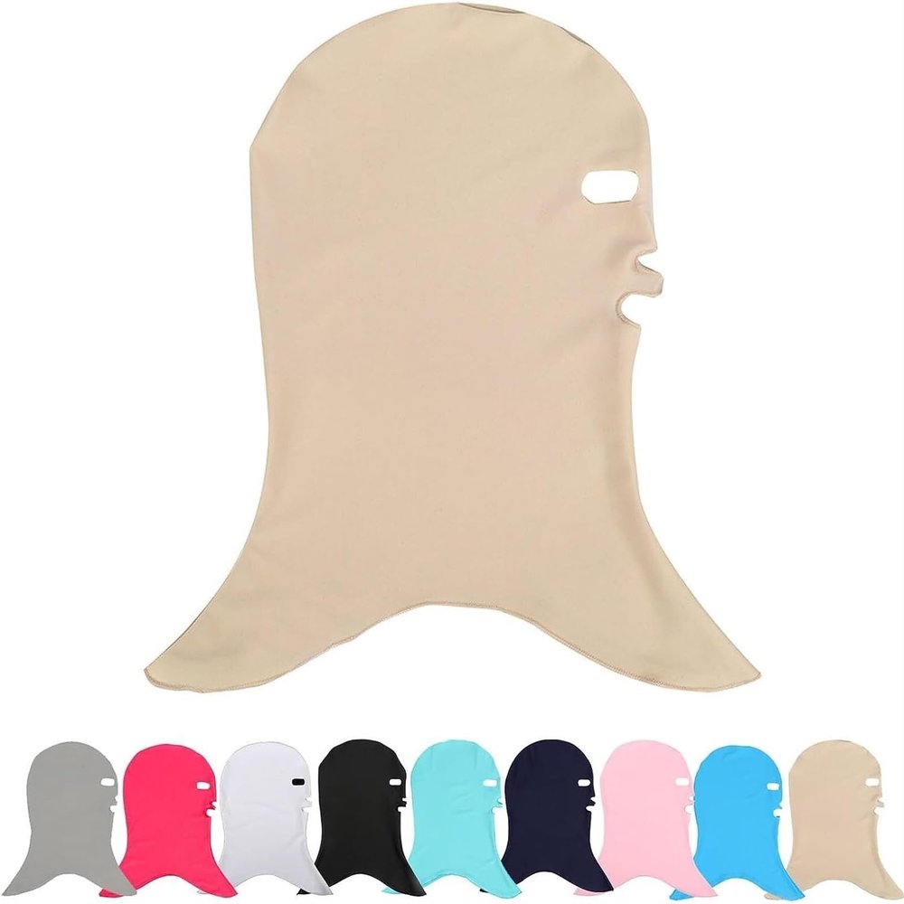 GQABXKDQO Facekini Swim Cap, UPF 50+ UV Protection Mask, Face Bikini Balaclava Sun Protection Face Mask for Swimming Ski Motorcycle(Beige)