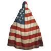 Dwrepo Vintage American USA Flag Halloween Hooded Cloak Full Length Adult Vampire Witch Cape for Halloween Cosplay Costumes view 1