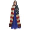 Dwrepo Vintage American USA Flag Halloween Hooded Cloak Full Length Adult Vampire Witch Cape for Halloween Cosplay Costumes view 2