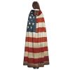 Dwrepo Vintage American USA Flag Halloween Hooded Cloak Full Length Adult Vampire Witch Cape for Halloween Cosplay Costumes view 4