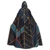 Dwrepo Geometric Lines Halloween Hooded Cloak Full Length Adult Vampire Witch Cape for Halloween Cosplay Costumes view 1