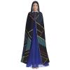 Dwrepo Geometric Lines Halloween Hooded Cloak Full Length Adult Vampire Witch Cape for Halloween Cosplay Costumes view 2