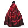Dwrepo Red Rose Halloween Hooded Cloak Full Length Adult Vampire Witch Cape for Halloween Cosplay Costumes view 1