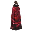 Dwrepo Red Rose Halloween Hooded Cloak Full Length Adult Vampire Witch Cape for Halloween Cosplay Costumes view 4