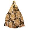 Dwrepo Many Golden Flowers Halloween Hooded Cloak Full Length Adult Vampire Witch Cape for Halloween Cosplay Costumes view 1