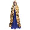 Dwrepo Many Golden Flowers Halloween Hooded Cloak Full Length Adult Vampire Witch Cape for Halloween Cosplay Costumes view 2