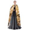 Dwrepo Many Golden Flowers Halloween Hooded Cloak Full Length Adult Vampire Witch Cape for Halloween Cosplay Costumes view 3