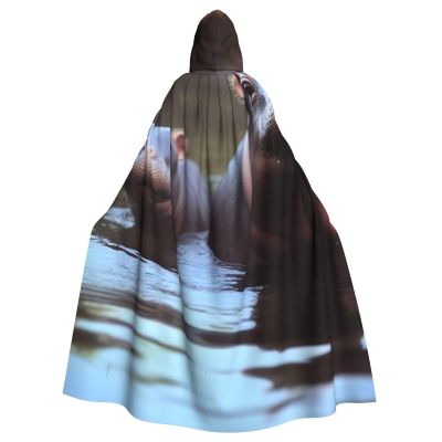 Dwrepo Hippos Halloween Hooded Cloak Full Length Adult Vampire Witch Cape for Halloween Cosplay Costumes