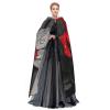 Dwrepo Black Red Rose Halloween Hooded Cloak Full Length Adult Vampire Witch Cape for Halloween Cosplay Costumes view 3
