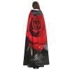 Dwrepo Black Red Rose Halloween Hooded Cloak Full Length Adult Vampire Witch Cape for Halloween Cosplay Costumes view 4