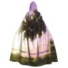 Dwrepo Tropical Tree Halloween Hooded Cloak Full Length Adult Vampire Witch Cape for Halloween Cosplay Costumes view 1