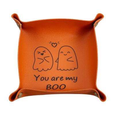 Boo Basket Stuffers for Him Her, Spooky Valet Tray for Girlfriend Boyfriend, Cute Halloween Decor, You Are My Boo Leather Tray Jewelry Dish,Mens Boo Basket Essentials