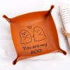 Boo Basket Stuffers for Him Her, Spooky Valet Tray for Girlfriend Boyfriend, Cute Halloween Decor, You Are My Boo Leather Tray Jewelry Dish,Mens Boo Basket Essentials view 4