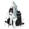 Dwrepo Black and White Cats Halloween Hooded Cloak Full Length Adult Vampire Witch Cape for Halloween Cosplay Costumes view 1