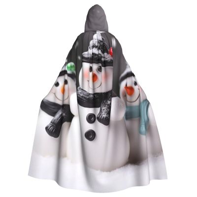 Dwrepo Cute Snowman Halloween Hooded Cloak Full Length Adult Vampire Witch Cape for Halloween Cosplay Costumes