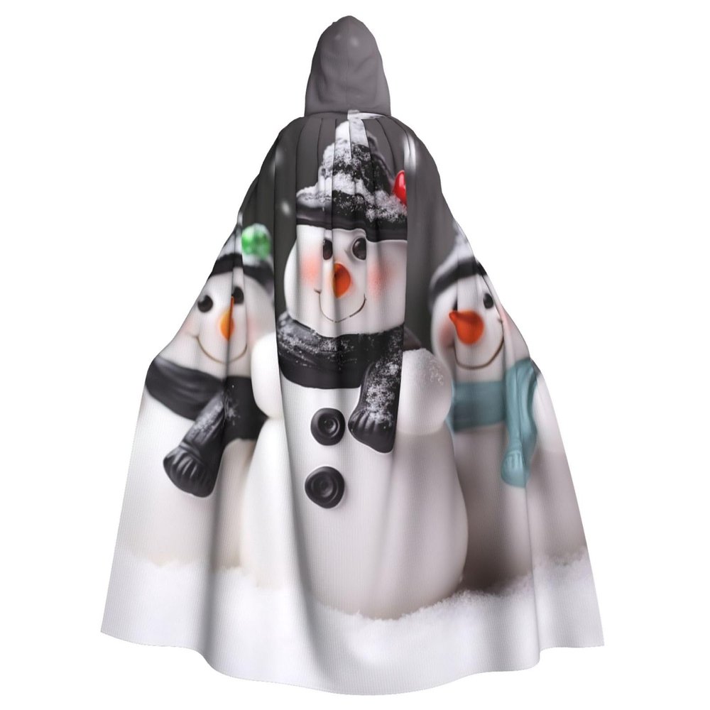 Dwrepo Cute Snowman Halloween Hooded Cloak Full Length Adult Vampire Witch Cape for Halloween Cosplay Costumes