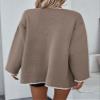 chouyatou Women's Color Block Embroidered Knit Cardigan Contrast Trim Open Front Sweater Jacket with Pockets (Small, Dark Khaki) view 3