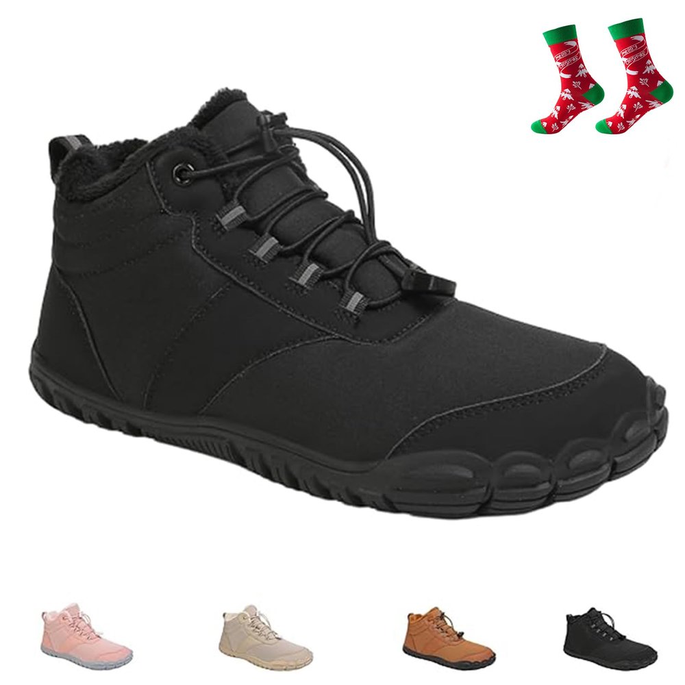 Giltpeak Barefoot Mens Wide Barefoot Mens Winter, Winter Wide Toe Barefoot Comfortable Shoes Boots, Barefoot Womens(908 Black,10.5Women/8.5Men)