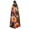 Dwrepo Flowers Halloween Hooded Cloak Full Length Adult Vampire Witch Cape for Halloween Cosplay Costumes view 4