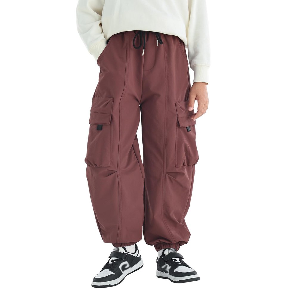 MINI PANDA Kid's Jogging Pants Boys' Quick-Dry Hiking Pants Teenage Cargo Pants,Medium Thickness Reddish Brown