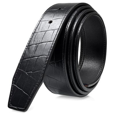 3515202 Reversible Belt Strap Without Buckle Replacement Genuine Leather Dress Belt Strap 1-3/8"(35mm) wide (Black/Black, 32)