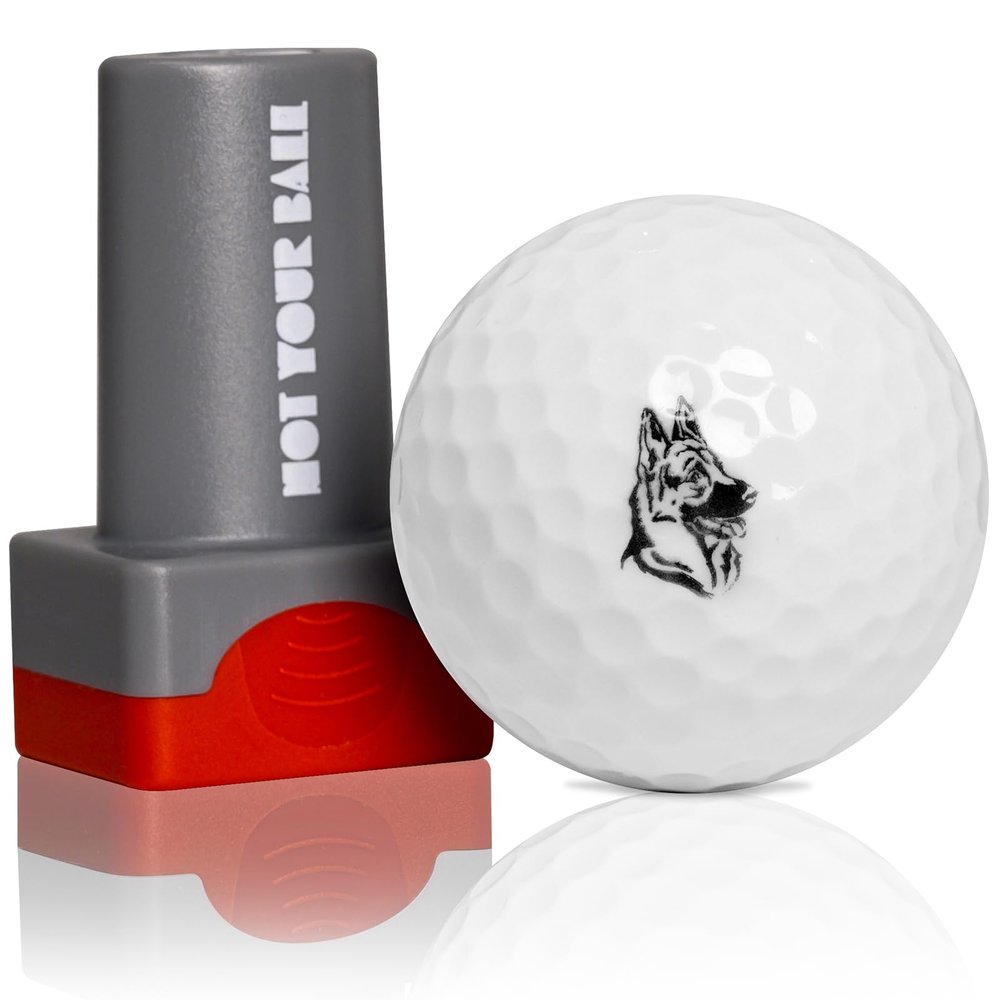 QUBI Golf Ball Stamp, Golf Ball Stamper, Self-Inking Golf Ball Stamp Marker to Identify Golf Balls, Golf Gift Golf Accessories for Men and Women Golfers (Shepherd Dog)