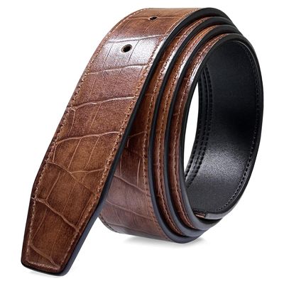 3515202 Reversible Belt Strap Without Buckle Replacement Genuine Leather Dress Belt Strap 1-3/8"(35mm) wide (Black/Brown, 44)