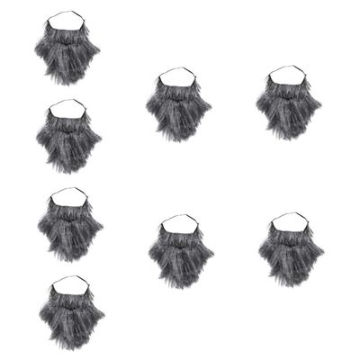 GALPADA 8pcs Grey Fake Beard for Cosplay and Halloween Costume Comfortable and Easy to Wear for Pirate Dress-up and Stage Performance