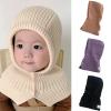 Dsgzkk Hat,2-in-1 Winter Warm Shawl Hat for Baby Knit Solid Color Ear Muff Hat Outdoor Activity Windproof Pullover Scarf Hat view 2