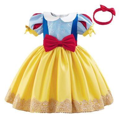 HIHCBF Baby Girls Snow White Princess Bowknot Christening Dress Pageant Wedding Party Xmas Birthday Baptism Tutu Gown w/Headwear