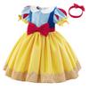 HIHCBF Baby Girls Snow White Princess Bowknot Christening Dress Pageant Wedding Party Xmas Birthday Baptism Tutu Gown w/Headwear view 2